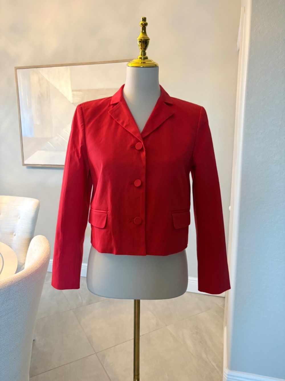 NWT J Crew Lenore lady blazer in sateen cotton- Festival Red